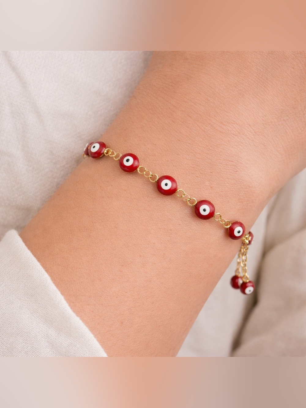 🧿 Gorgeous beaded bracelet in golden tone. In gift box. New